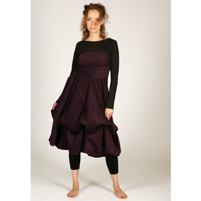 Lange gedrapeerde rok jurk met strik donker groen - Hippie